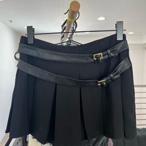 Black Mini Skirt with Belt Details